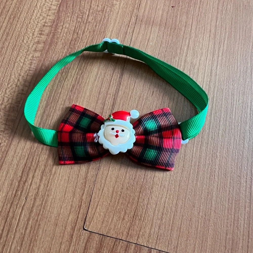 Christmas Santa plaid green cat/dog collar